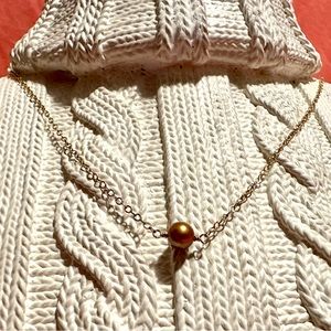 London Manori Single Copper Pearl & Gold Chain Necklace